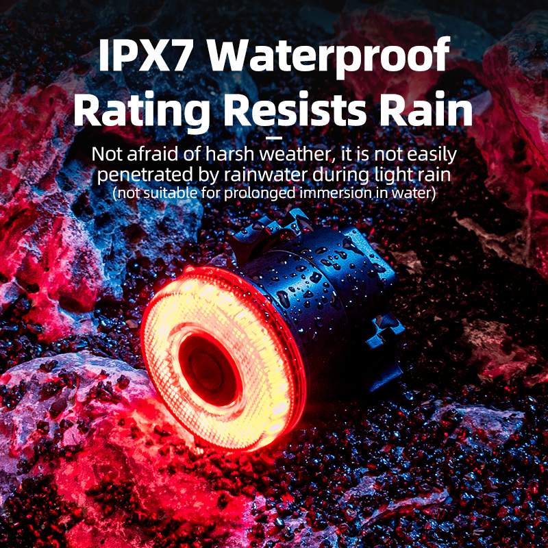 ROCKBROS Luz trasera de bicicleta inteligente Luces traseras de bicicleta IPX6 Luces de bicicleta impermeables para conducción nocturna con tipo C recargable
