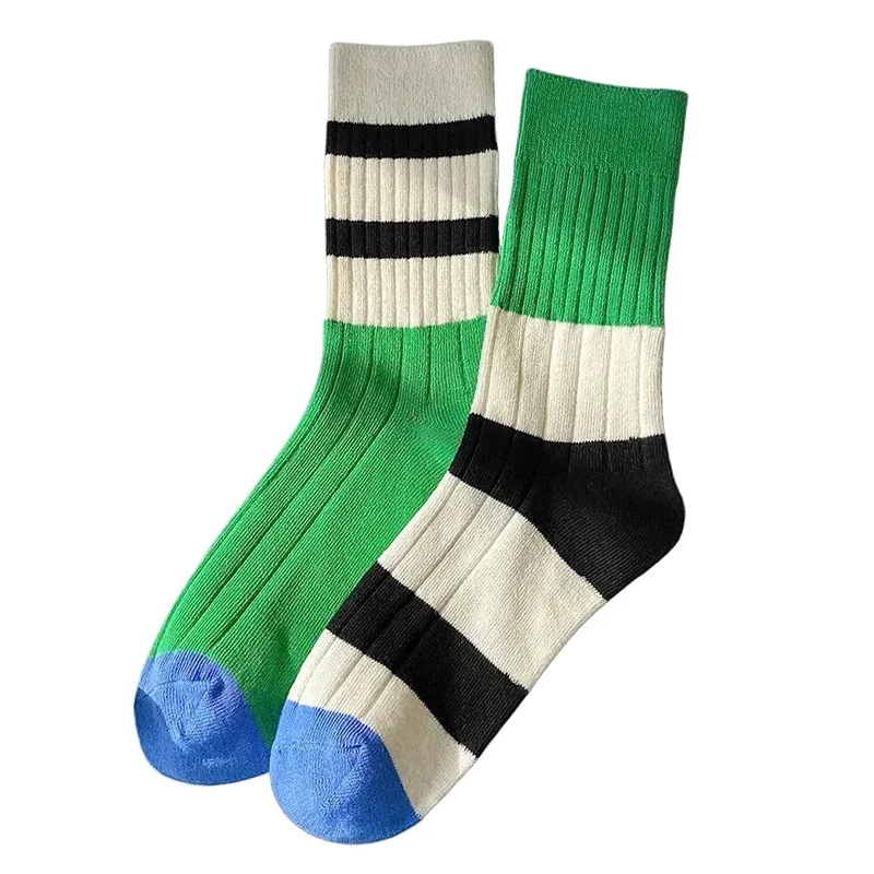 Retro meias femininas estilo coreano nova novidade algodão casual cor misturada moda japonesa ab meias conforto listrado para meninas