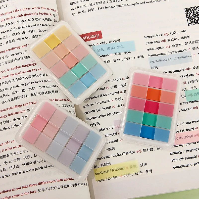 Macaron Color PET Memo Pad 100 Sheets Sticky Notes Self-adhesive Post Label Index Stickers Marker School A7692