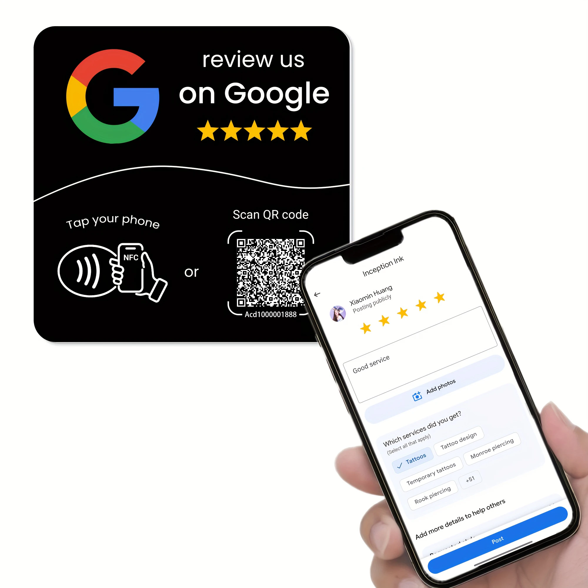 HACHANLUN programável NFC 215 quadrado para Google Review Card NFC Station Table 13.56Mhz QR code editável cartão permanente