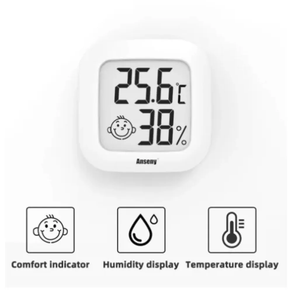 เครื่องวัดอุณหภูมิและความชื้นดิจิตอล LCD สำหรับใช้ภายในอาคาร เครื่องวัดอุณหภูมิและความชื้นอิเล็กทรอนิกส์ เซ็นเซอร์วัดอุณหภูมิและความชื้น สถานีตรวจอากาศสำหรับบ้าน