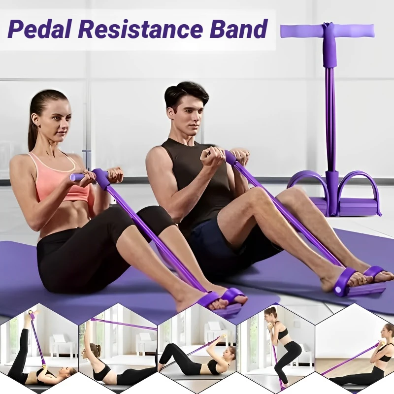 Tensor de Pedal de cuatro tubos, equipo multifuncional de Fitness para el hogar, Yoga, refuerzo Abdominal, banda elástica, cuerda de tensión