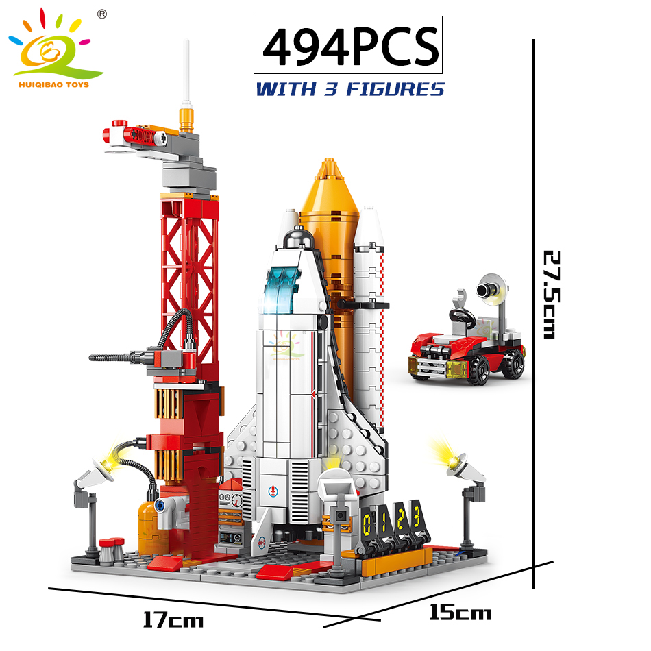 HUIQIBAO blocs de construction de fusée d'aviation spatiale avec figurine d'astronaute ville modèle aérospatial briques jouets pour enfants pour enfants