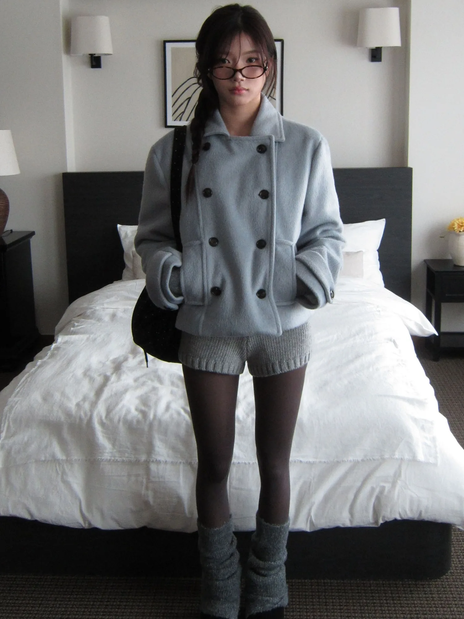 Retro escola sle japonês menina colar duplo fileira botão algodão ort casaco de lã jaet primavera outono inverno feminino faion