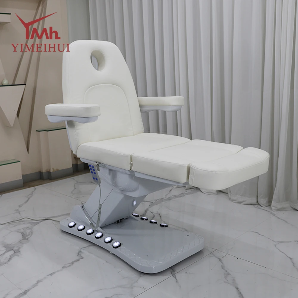 Comodo letto di bellezza multifunzione, regolabile, bianco, set di letti di bellezza per salone elettrico a 3 motori per la bellezza della clinica
