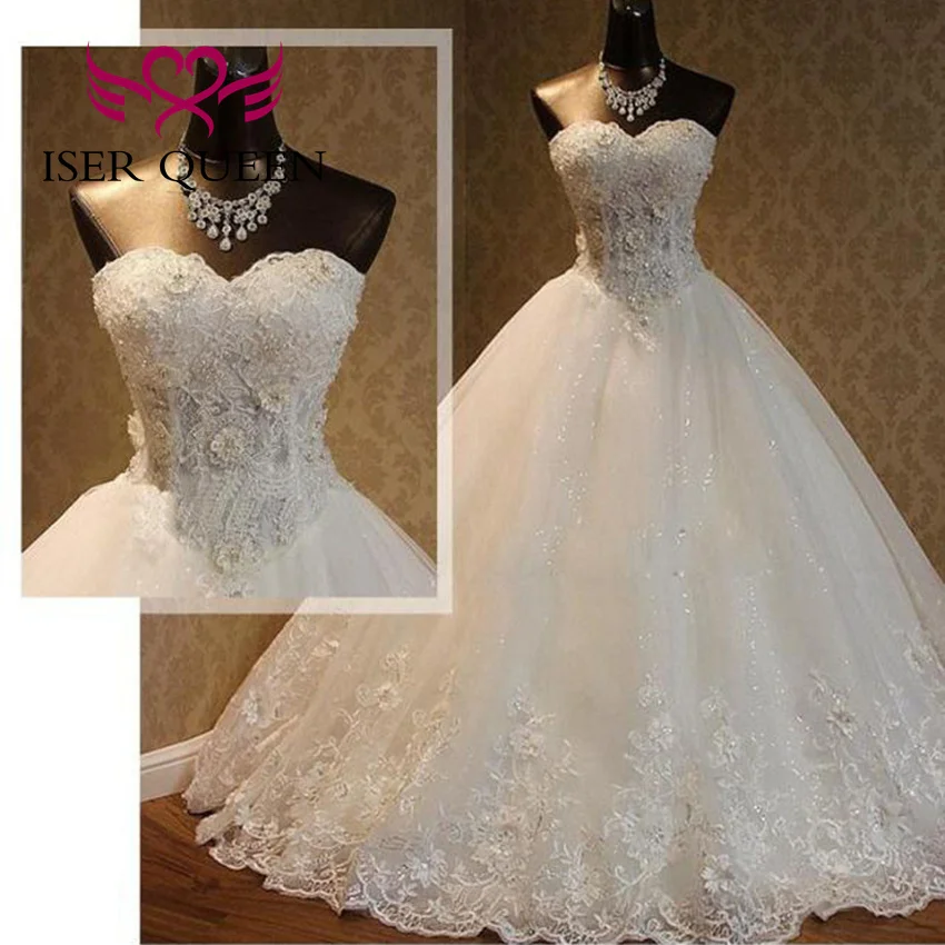 Scollo a cuore 2025 Abiti da sposa Perle personalizzate Abito da ballo in pizzo con perline Abito da sposa Abito da sposa taglie forti WX0093