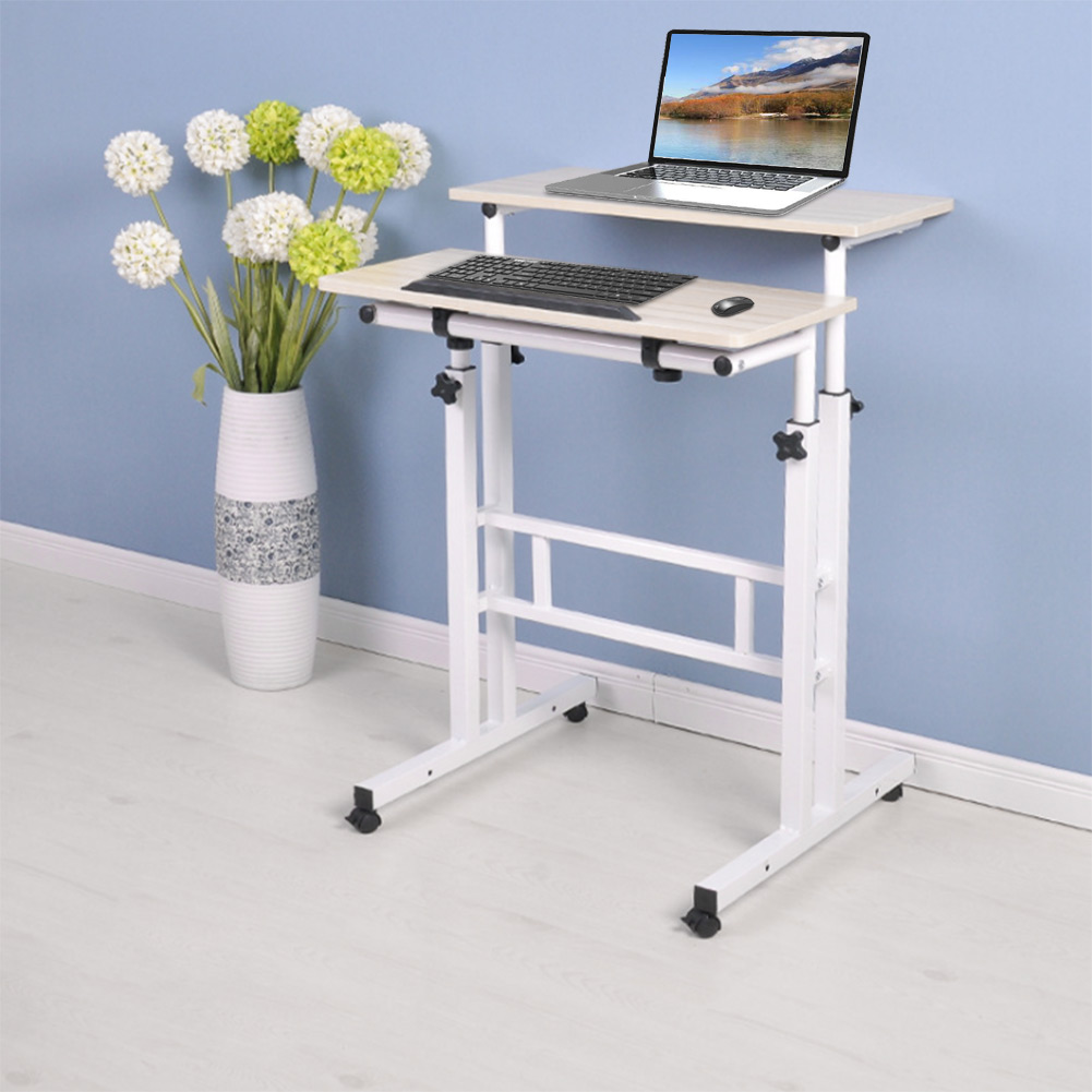 Laptop Computer Stand Desk Stand Up Laptop Desk 60cm Adjustable Height Stand Up Laptop Desk Computer Standing Desk with Rollers