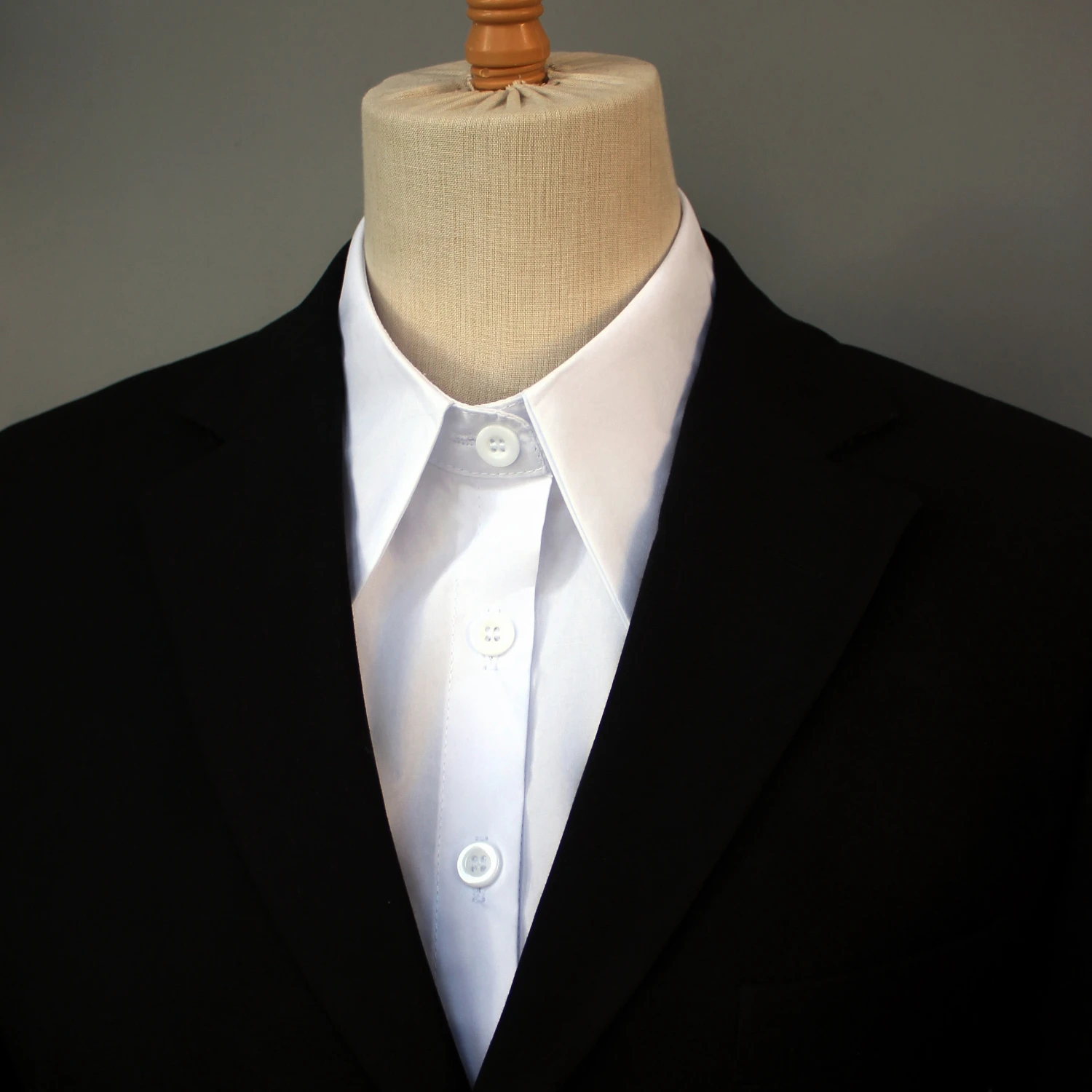 1 col de chemise détachable à gros revers en mélange de coton unisexe – Nouveau design professionnel, accessoire de superposition toutes saisons