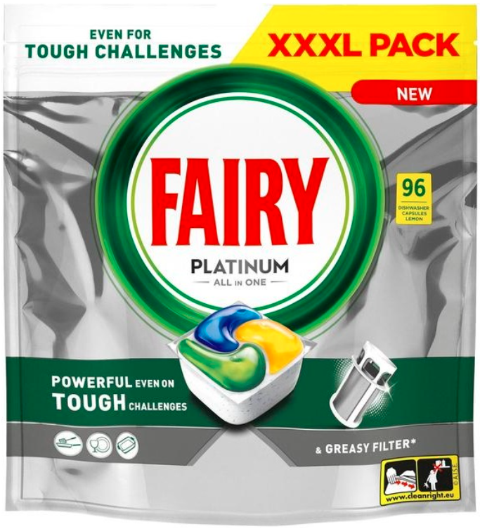 FAIRY PLATINUM All in One Kapsułki do zmywarki LEMON 96 szt