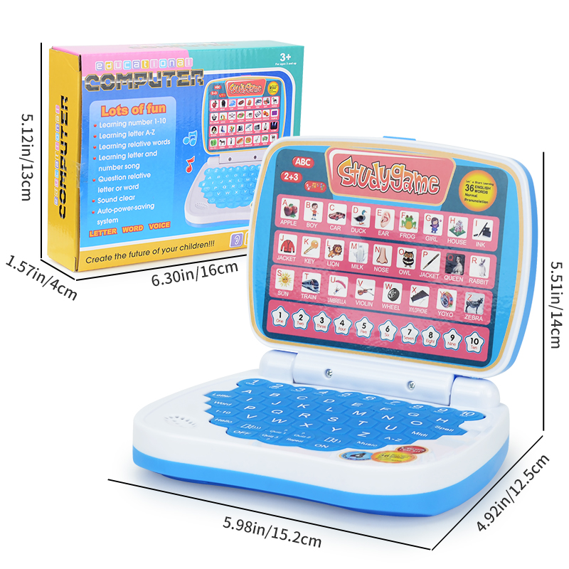 English Learning Small Laptop Toy for Kids. Boys and Girls Computer for Aphabet ABC.Numbers.Words.Spelling.Maths.Music