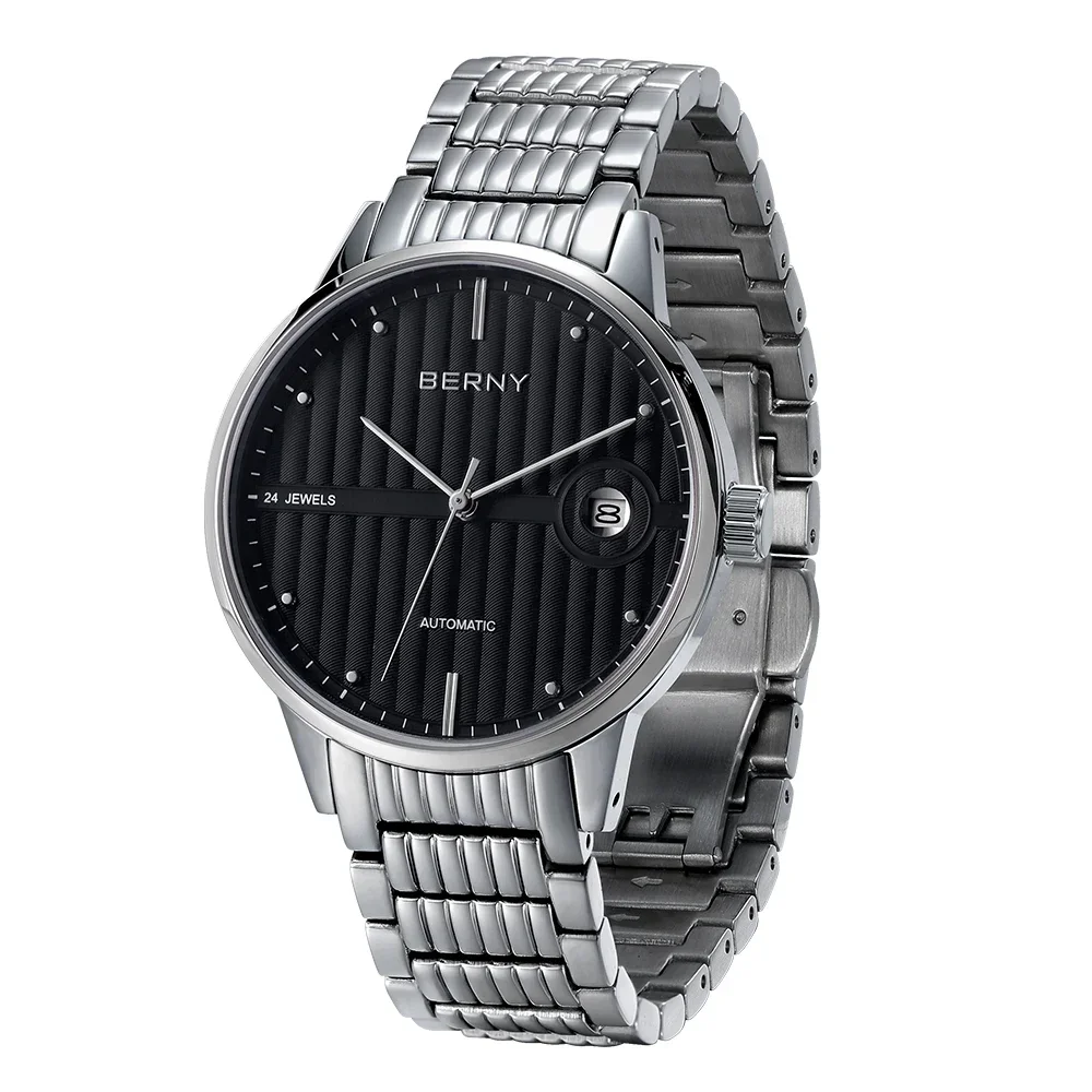 BERNY Automatische Armbanduhr Herren/Damen Selbstaufzug Mechanisch Luxus Paaruhr Saphir Edelstahl Miyota 9015 Uhren 5 ATM