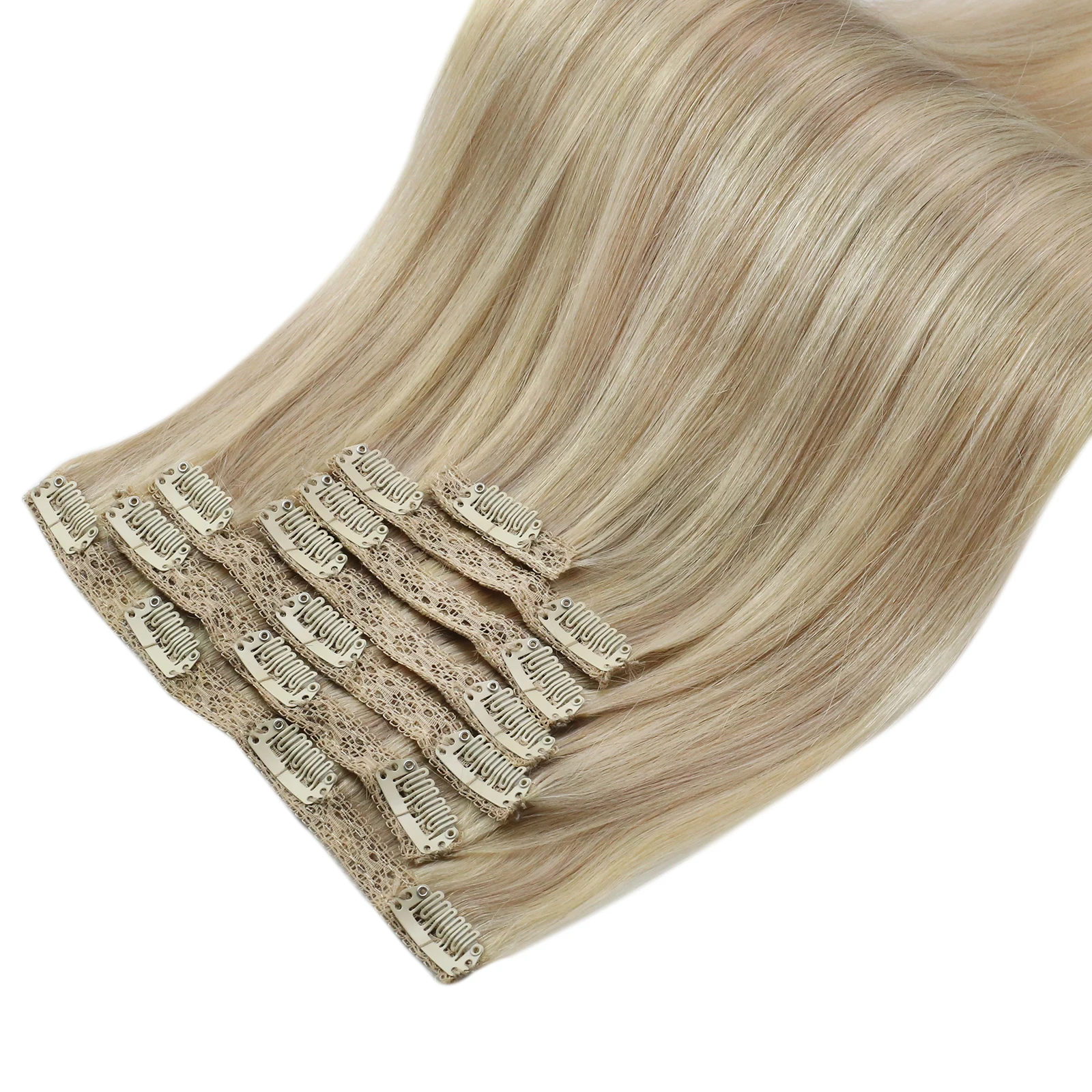 Ugeat Kẹp Trong Tóc Tóc Thật Remy Tóc Làm Nổi Bật Tóc Vàng Màu Toàn Đầu Balayage Bralizian Tóc 7 chiếc