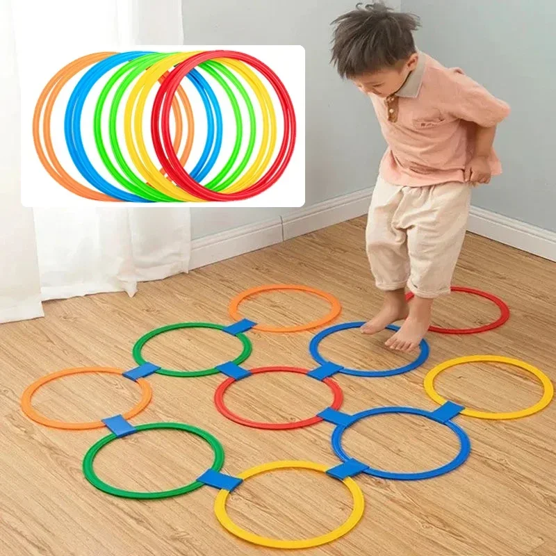 Divertido entrenamiento físico al aire libre, juego de anillos de salto de celosía deportivo, 10 aros, 10 conectores para suministros de entrenamiento de fútbol en el parque