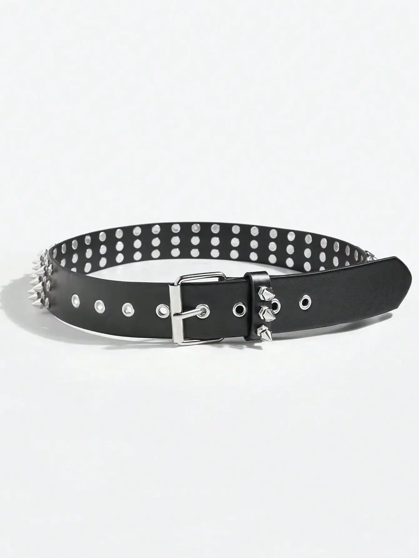 Cinturón oscuro de Metal pesado decorado con remaches estilo Punk para mujer, 1 ud.