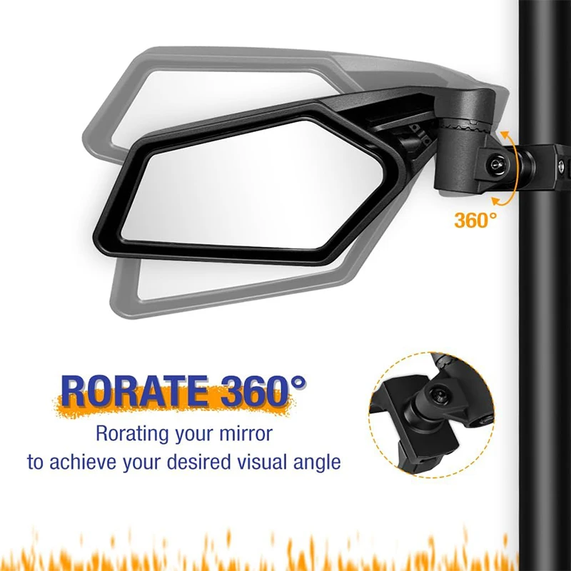 Lusterka boczne UTV RZR Regulowane lusterka boczne z pałąkiem 1,5"-2" do Polars RZR 1000 Can Am Maverick Yamaha YXZ Rhino Pioneer