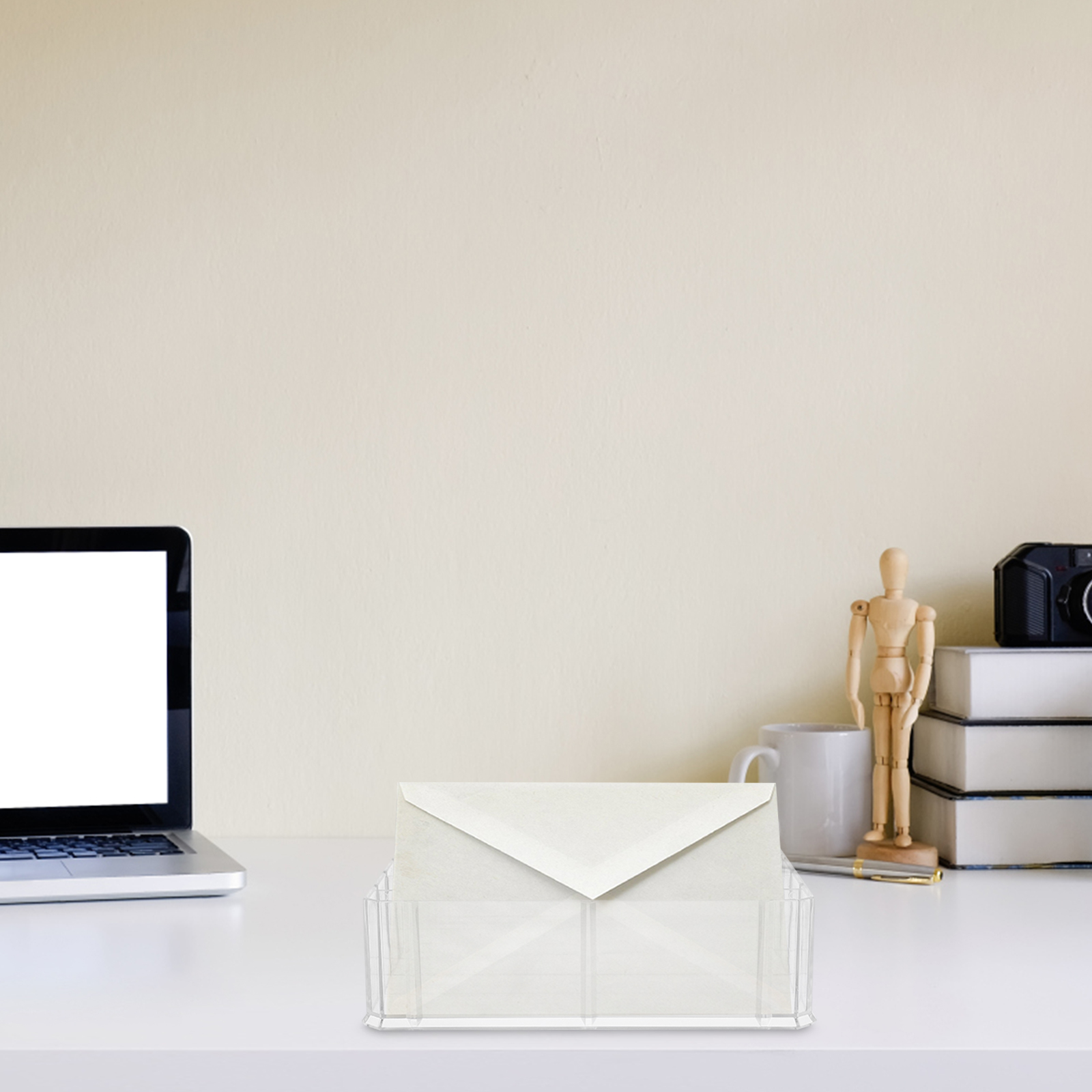 กล่องเก็บเงินสดเดสก์ท็อปแฟ้มOrganizerตั๋วกรณีเครื่องคิดเลขผู้ถือถังพร้อมฝาปิดอะคริลิคช้อนส้อม