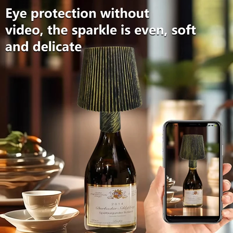Draadloze wijnfleslamp hoofd tafellamp verwijderbaar draagbaar opladen aanraakschakelaar nachtlampje decor voor bar café sfeer