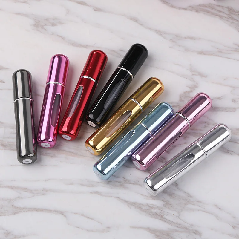 Mini botella de Perfume recargable portátil, bomba atomizadora, botella pulverizadora de aluminio, contenedor de cosméticos, herramientas de maquillaje de viaje, 8/10ml