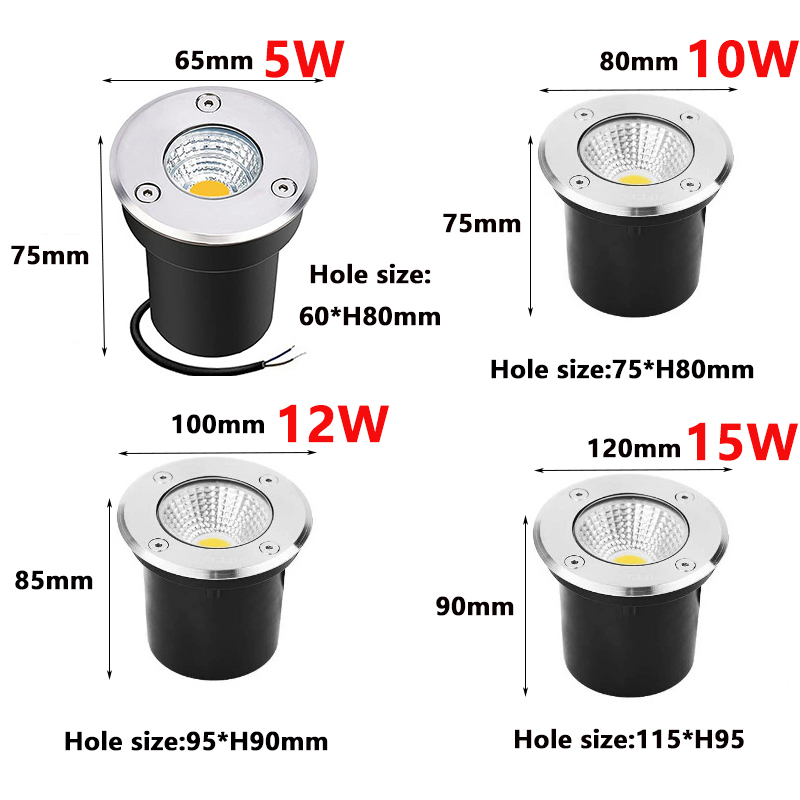 5W 10W 12W enterrado camino de jardín punto luz subterránea empotrada AC220V110V12V24V IP67 impermeable Led lámparas subterráneas de jardín