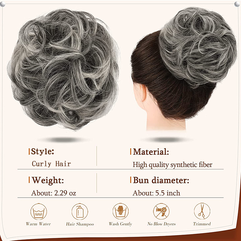 MSTN 爪スタイル乱雑なおだんごヘアアクセサリー、カーリーヘアおだんごヘアアクセサリー、女性用ヘアエクステンション
