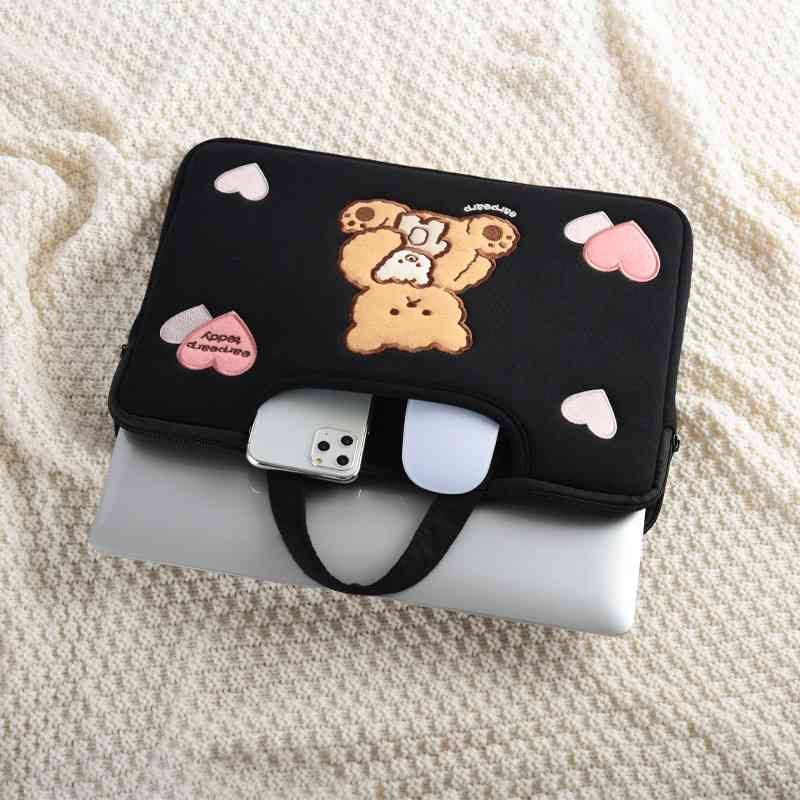 Adorable Korean Japanese Sle Computer Bag Handbag Storage Inner Bag Cute Cartoon Polyester Material Notebook Bag
