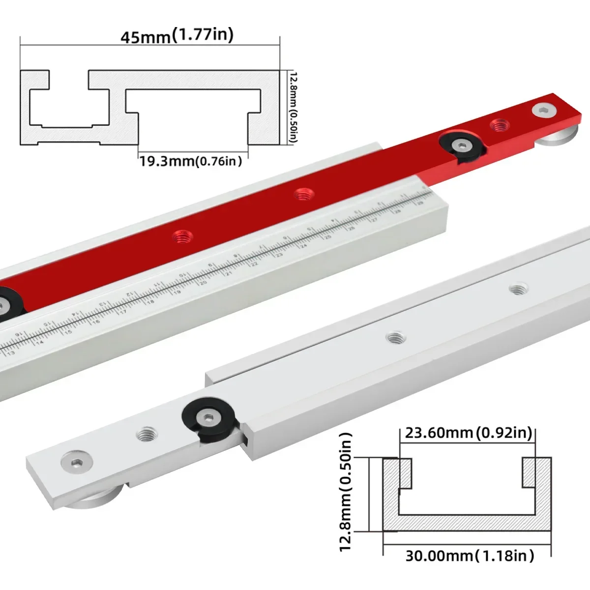 ไม้ T-Track Slider อลูมิเนียมจํากัด Miter Bar Rail Slider เห็นตาราง Gauge Rod งานไม้ T-Track Slider Aluminu