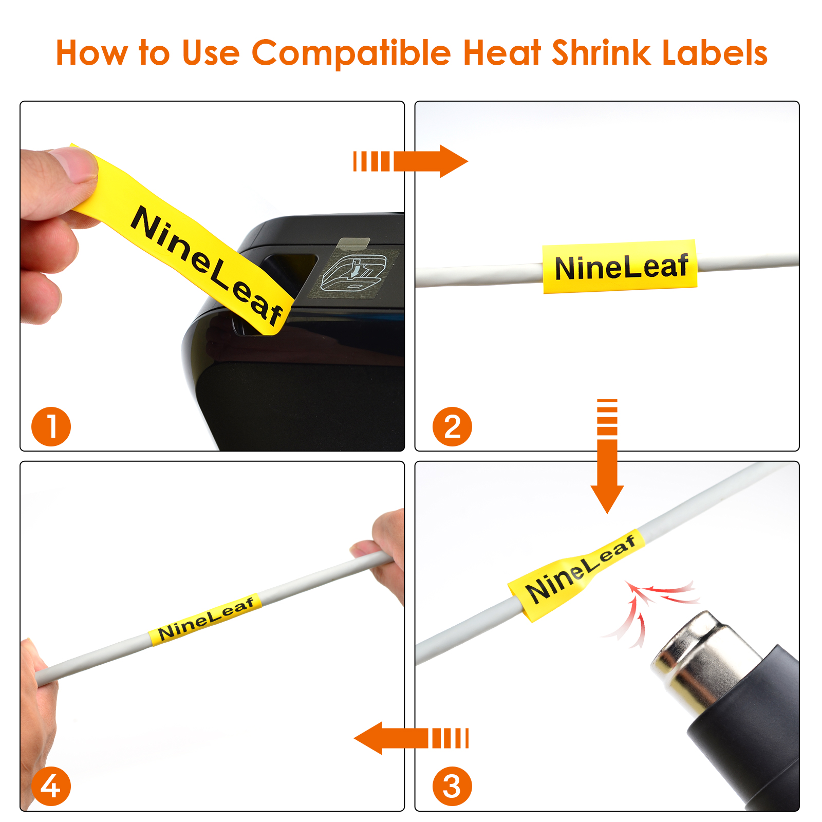 NineLeaf-Cinta de Tubo termorretráctil, 6/9/12/18/24mm, Compatible con Brother HSE-211, 24, 221, 231, 621, para impresora p-touch