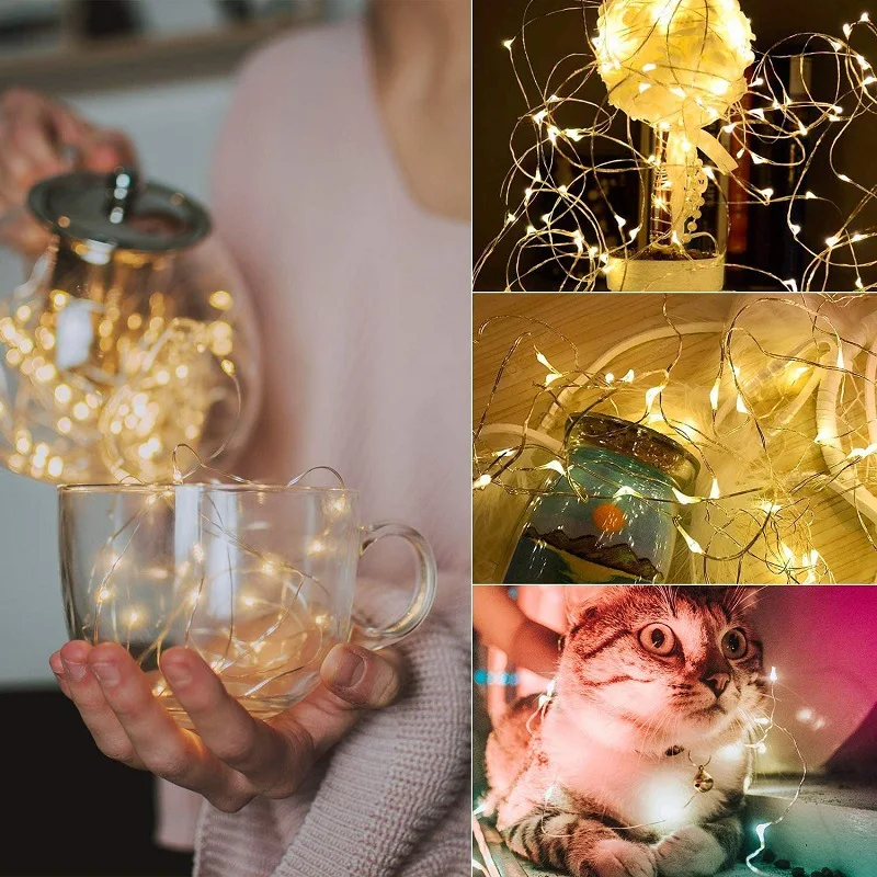 2M 5M 10M 30M ไฟ LED String USB/แบตเตอรี่ขับเคลื่อนทองแดงลวดไฟ Fairy Garland สําหรับงานแต่งงานคริสต์มาสไฟตกแต่ง