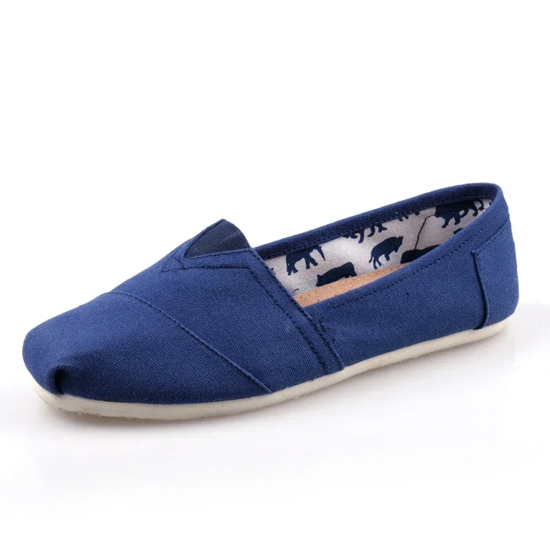 Mocasines azules de verano 2024, zapatos planos clásicos de lona para mujer, zapatos informales cómodos y transpirables para hombre, alpargatas sin cordones