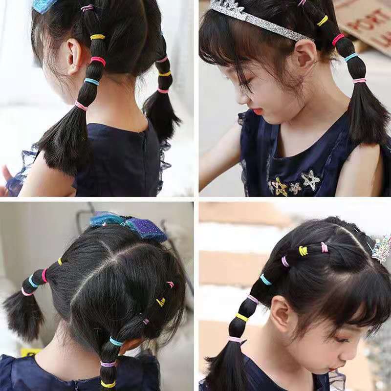 100 pçs/set meninas elásticos faixas de cabelo meninas acessórios para o cabelo 2.5cm faixa de borracha colorida crianças rabo de cavalo titular crianças laços de cabelo