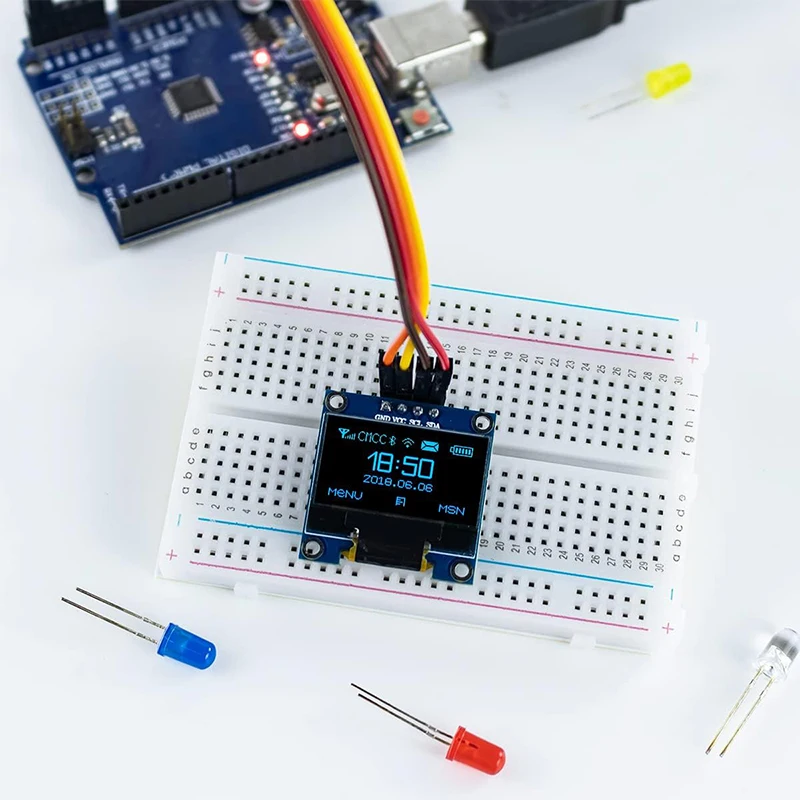 5pcs 0.96 "OLED 디스플레이 화면 모듈 SSD1306 I2C IIC SPI 직렬 128x64 3.3V-5V Arduino ESP32 ESP8266 용 파란색/파란색 노란색/흰색