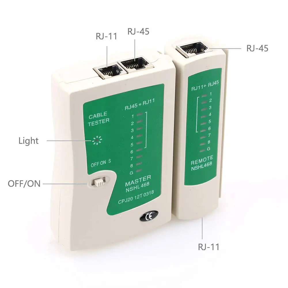 Probador de cable de red AMPCOM RJ45, probador de cable Ethernet, herramienta de prueba LAN para Cat5 Cat6 CAT7 8P 6P y cable de teléfono RJ11