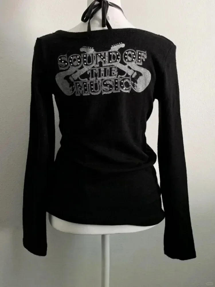 2000 年代アメリカンヴィンテージゴシック黒人女性 Tシャツパンクスタイルグラフィックグランジ Tシャツ原宿 Y2k 長袖トップスストリート