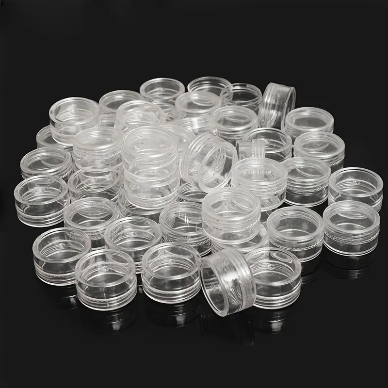 50 Teile/satz Transparente Kunststoff Schmuck Perlen Lagerung Box Kleine Untere Runde Container Gläser Make-Up Organizer Lagerung Boxen