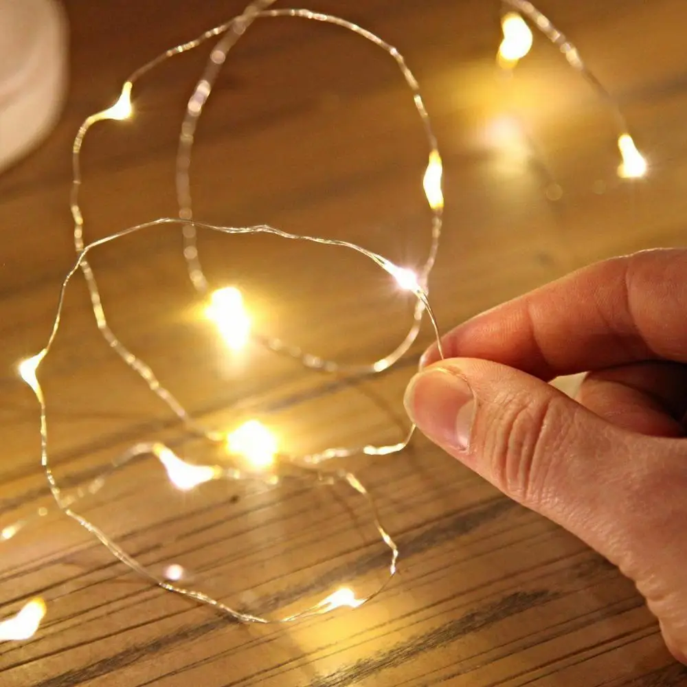 1 m - 10 m ไฟ Fairy ทองแดงลวด LED String Light แบตเตอรี่ขับเคลื่อนสําหรับคริสต์มาสงานแต่งงานห้องนอนตกแต่งในร่ม