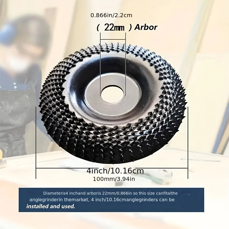 Disco per smerigliatrice per legno da 1 pezzo da 4 pollici, mola per modellare il legno, disco abrasivo per intaglio della mola per smerigliatrici per la lavorazione del legno