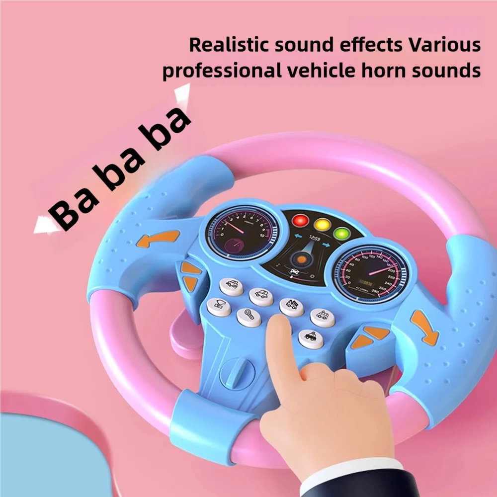 Children's Steering Wheel Toy Simulates Co-Pilot 360-Degree Rotating Music Steering Wheel Educational Enlightenment Toy
