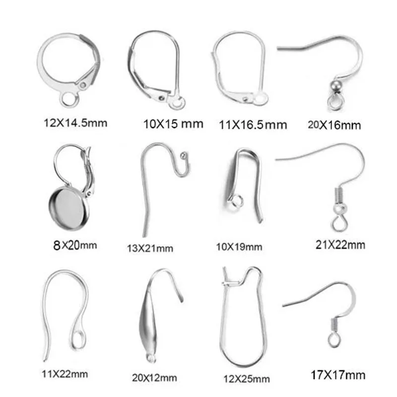 50 Uds. De joyería de acero inoxidable, ganchos para pendientes franceses, accesorios no alérgicos, cierres para pendientes, cierres para fabricación de joyas DIY