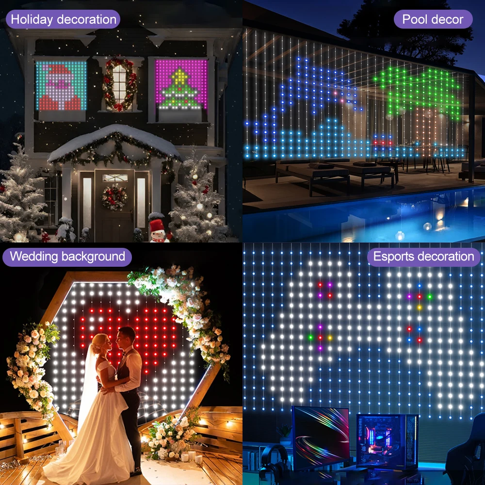 Smart LED Vorhang Nachtlicht APP Steuerung Farbwechsel Dynamische DIY Vorhang String Licht für Schlafzimmer Wohnzimmer Hintergrund Dekor