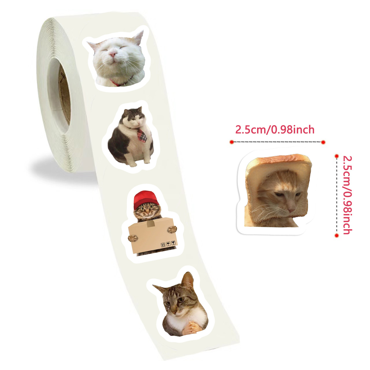 500 sheets/roll Adhesive Tape Cat Expression Hand Account Decorative Envelope Sealing Sticker