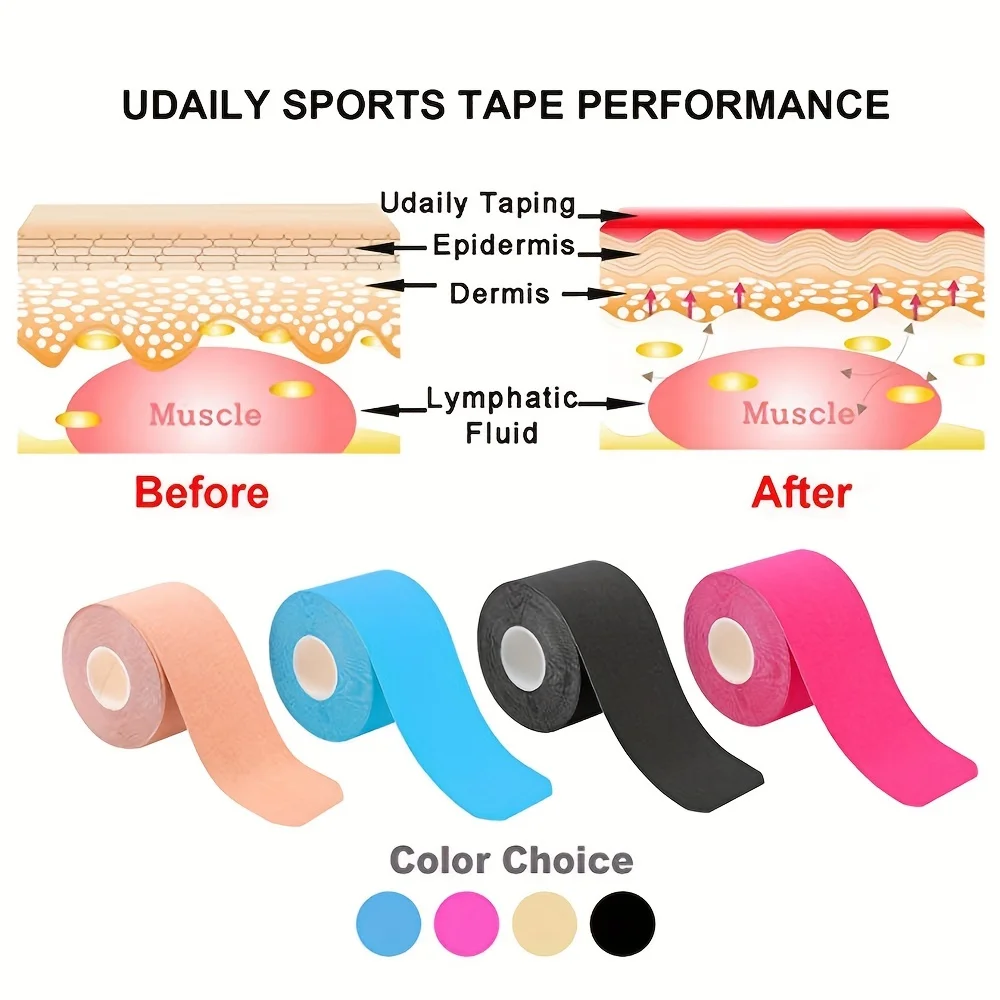 Nastri Kinesio Benda elastica Ginocchiere Nastri Kinesiologia Cuscinetti di supporto Bloccaggio Sport Benda autoadesiva Venda Kinesiotape ￼