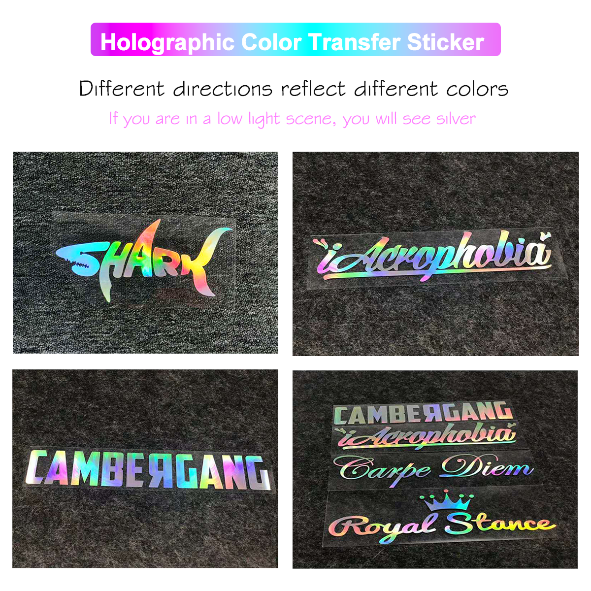 Regenbogen-Chamäleon, personalisierter holografischer Transfer-3D-Aufkleber, individuelles selbstklebendes Etikett, wasserfester glitzernder Logo-glänzender Aufkleber