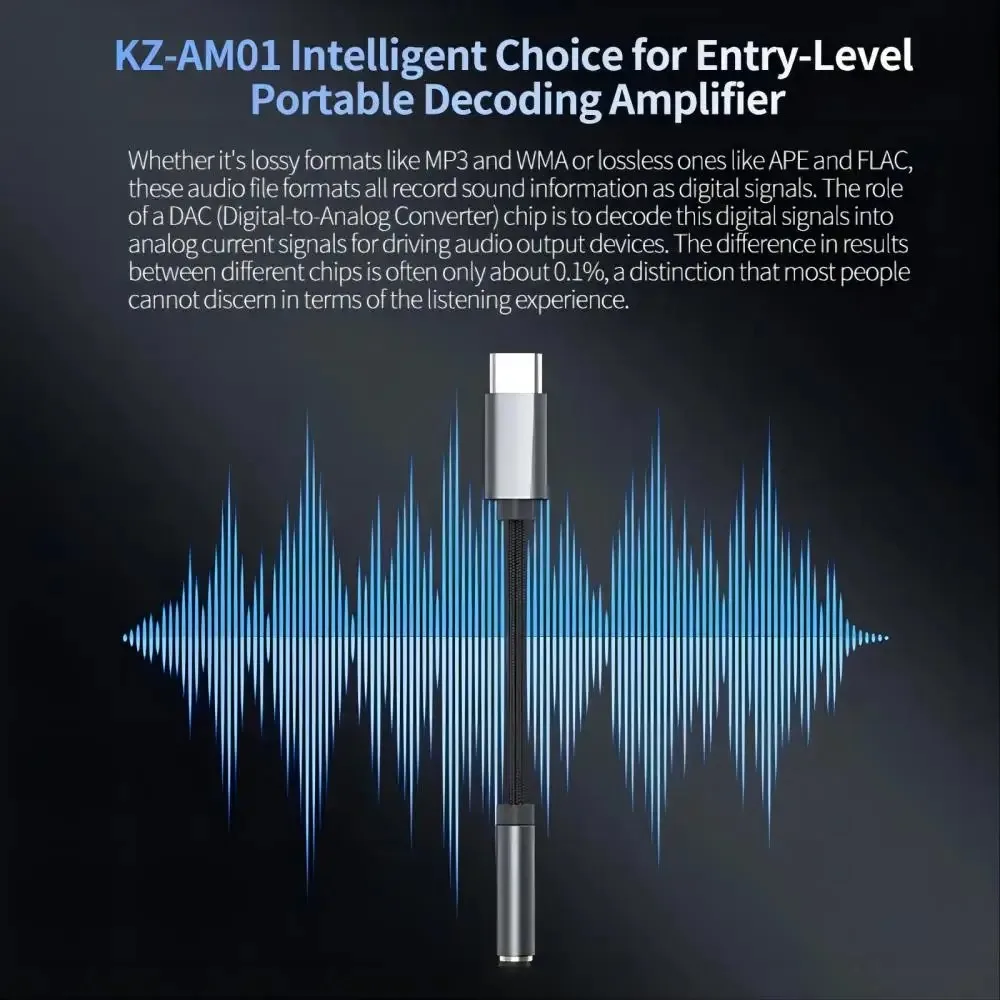 オーディオアダプタータイプc〜KZ-AM01 mm,32ビット,3.5 KHz,hi-fi,dac,デュアルチップ,イヤホン,オーディオケーブル,kzシリーズ,edx pro,384