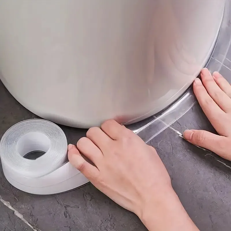 Clearance_1 Rotolo di nastro autoadesivo in PVC trasparente impermeabile, perfetto per bagni, servizi igienici, lavandini e cucine-Super Adhe