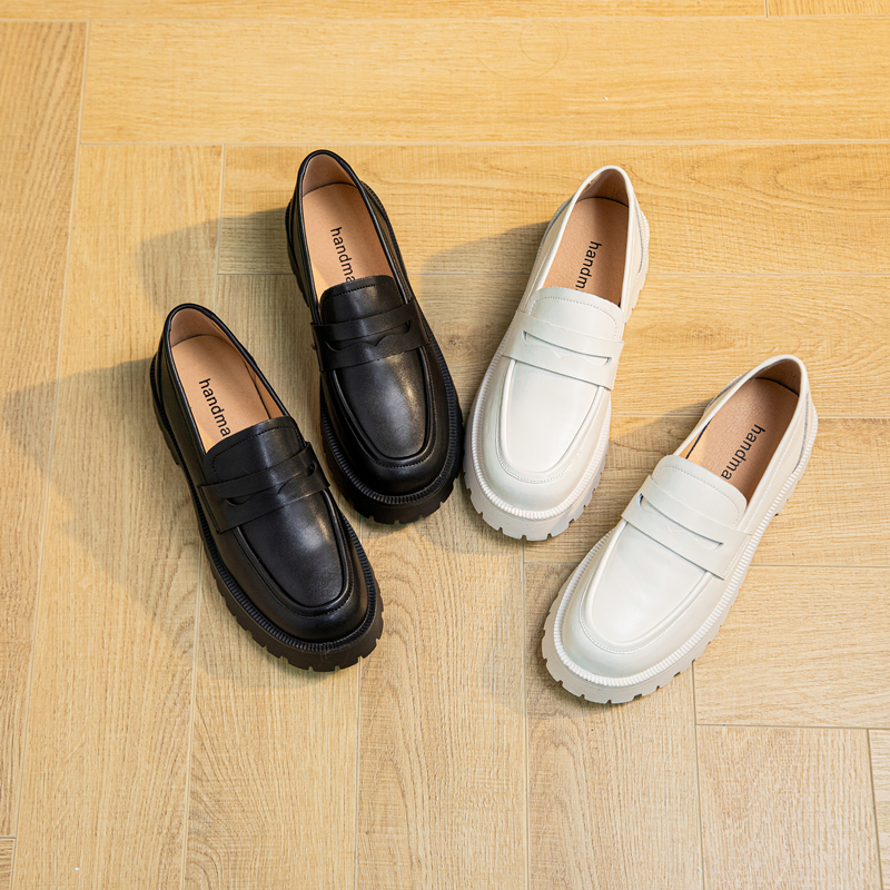 AIYUQI Frühling Schuhe Weiblichen Britischen Stil Dicken sohlen College Stil Casual Faulenzer Aus Echtem Leder Mode Schuhe Mädchen WHSLE MTO