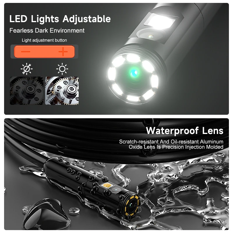 Hd1080p wifi endoscópio usb câmera de vídeo boroscópio único duplo triplo autofoco lente inspeção esgoto tubo led à prova dwaterproof água 2600mah