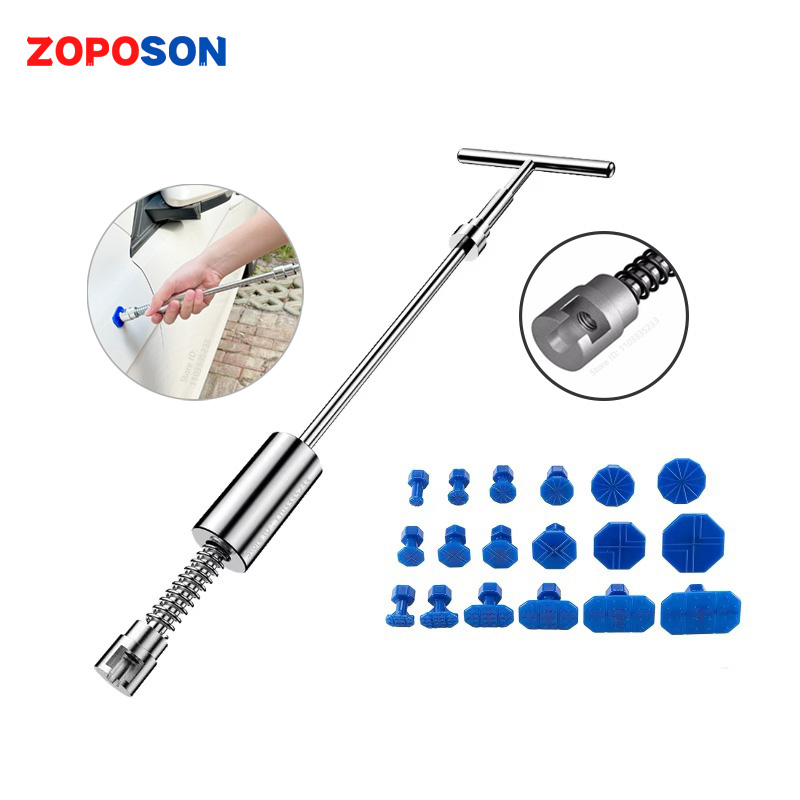 Car Dent Repair Kit, Zoposon Erhalten Sie professionelle Ergebnisse mit unserem Metall-T-Griff-Abzieher und Kunststoff-Klebelaschen! (Ohne Klebepistole)