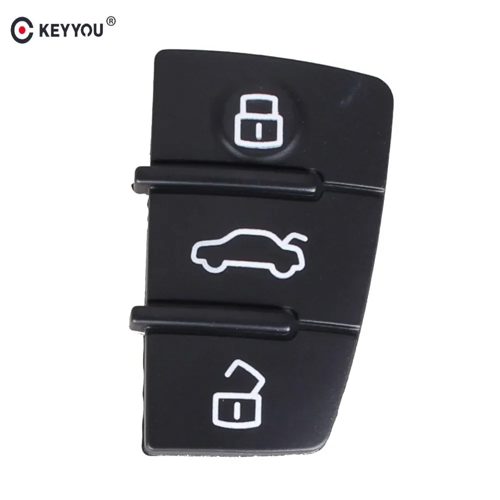 Keyyou almofada de borracha para chave remota, 3 botões, para audi a3 a4 a5 a6 a8 q5 q7 tt s line rs, capa para chave de carro