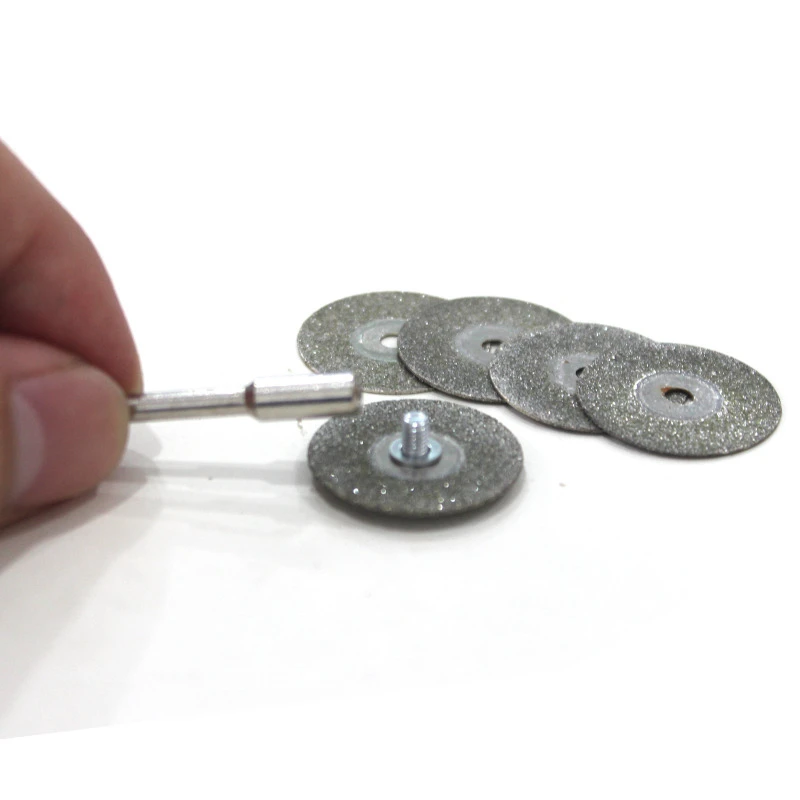 5 Stück 22 mm Diamant-Trennscheiben mit 1 Stück Verbindungsschaft Mini-Diamant-Sägeblatt abgeschnitten für Dremel Drill Fit Drehwerkzeug