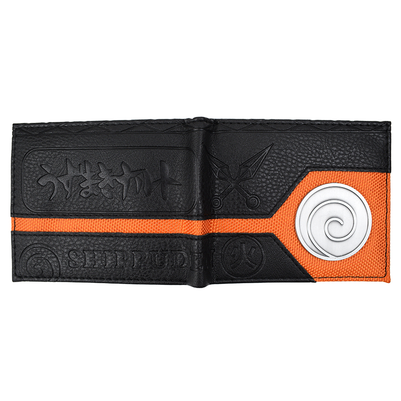 KAYOU Cool Metal Design Naruto Wallet Naruto Shippuden Bolso corto con bolsillo con cremallera